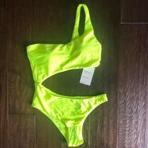 Bershka one piece in a lime green color